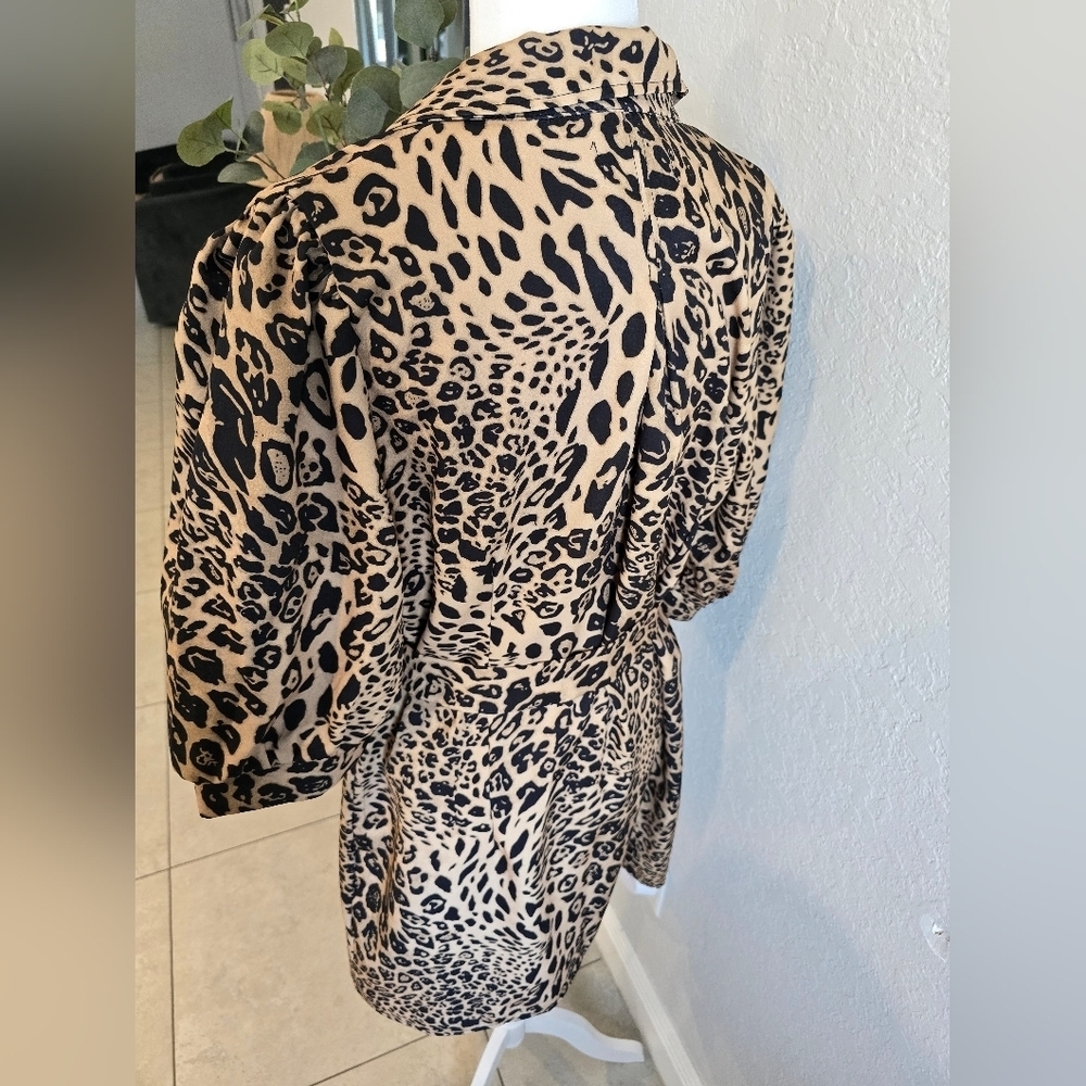 Saint Genies Leopard Print Women's Coat Dress - Picture 6 of 9
